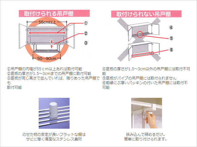 ＴＹ水切り棚シリーズ　伸縮吊戸下はさみ棚 商品詳細